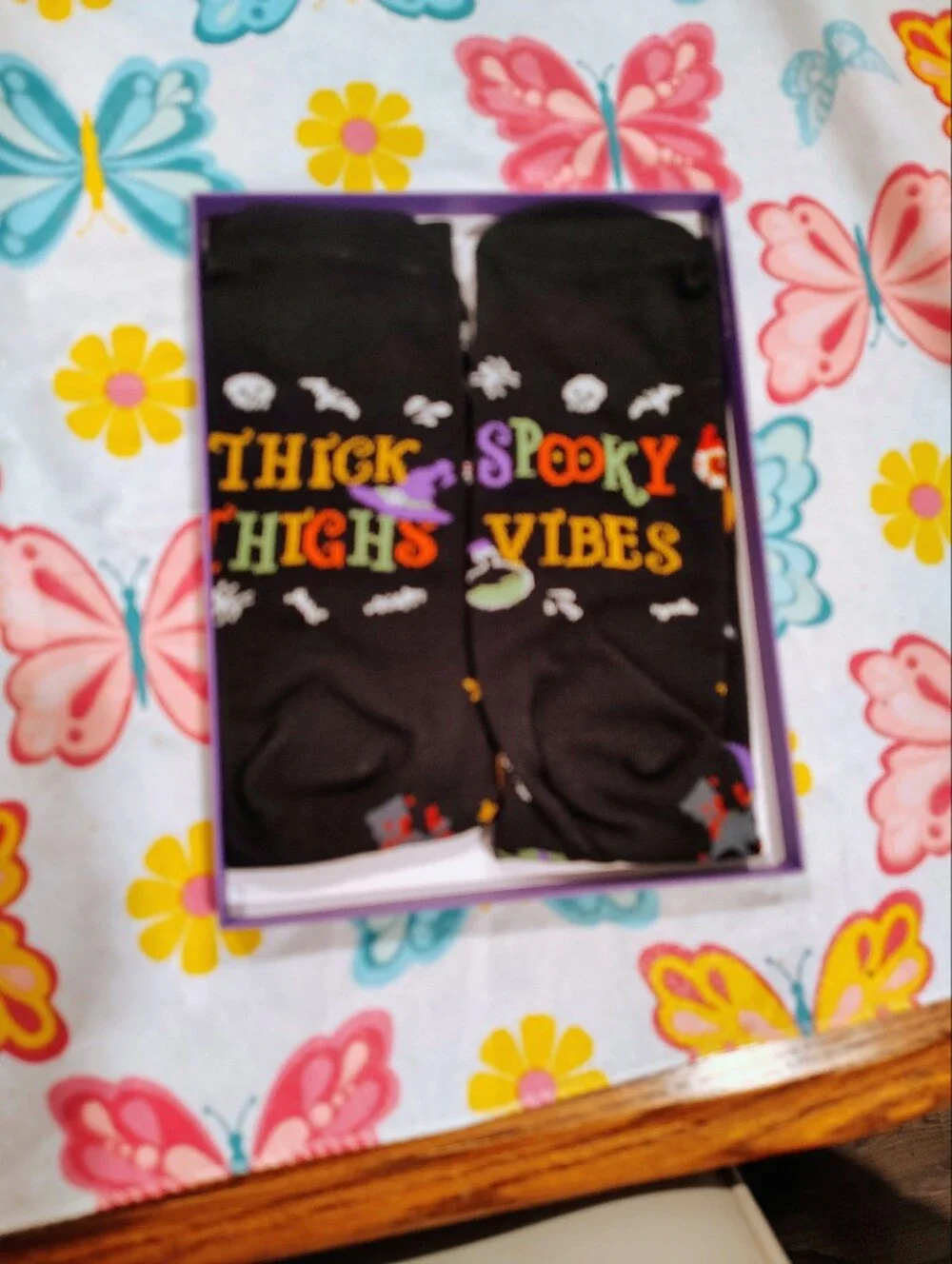 Spooky Vibes Black Men's Crew Socks - Halloween Graphic
